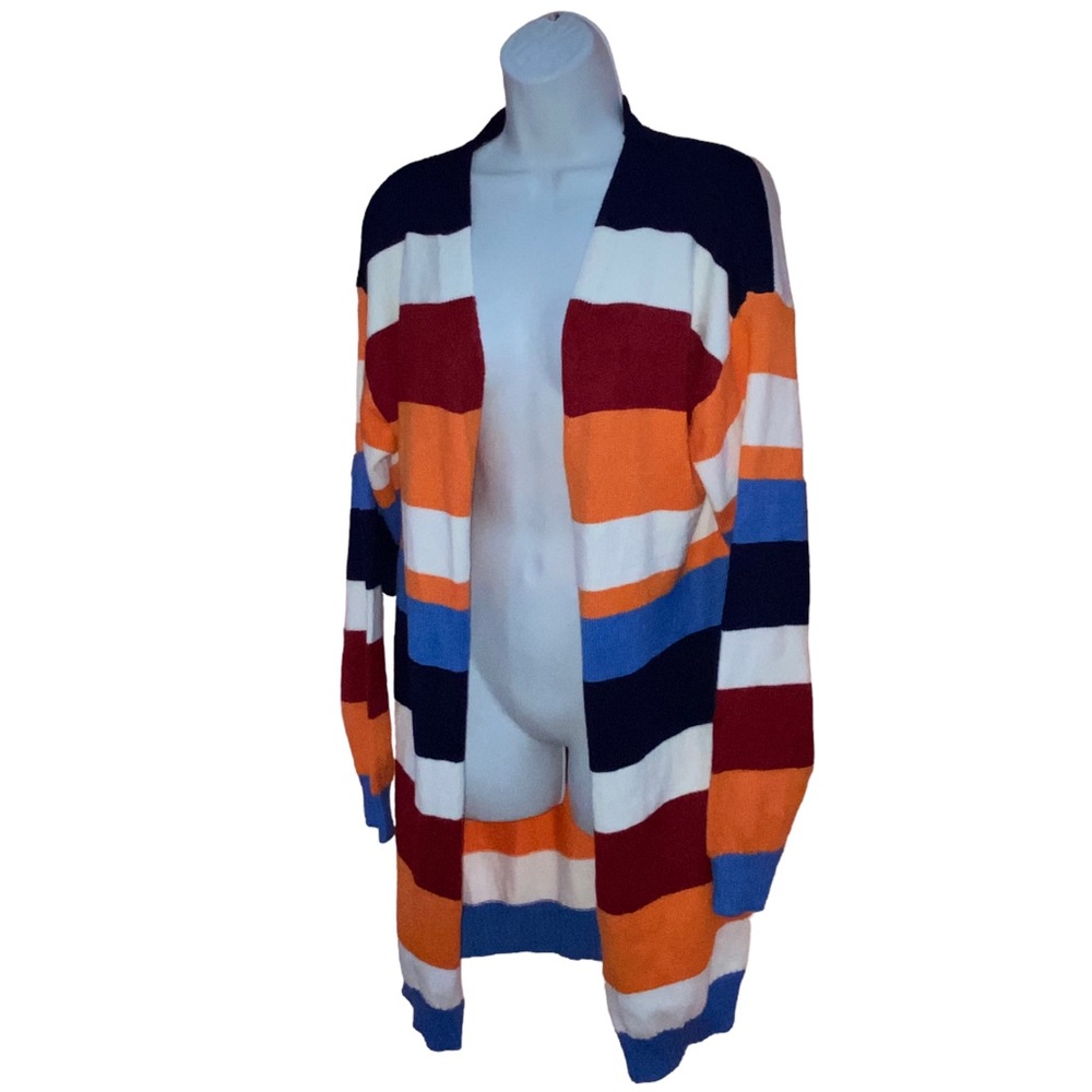 MultiColor Striped Open Knit Cardigan Sweater - Women’s Small
